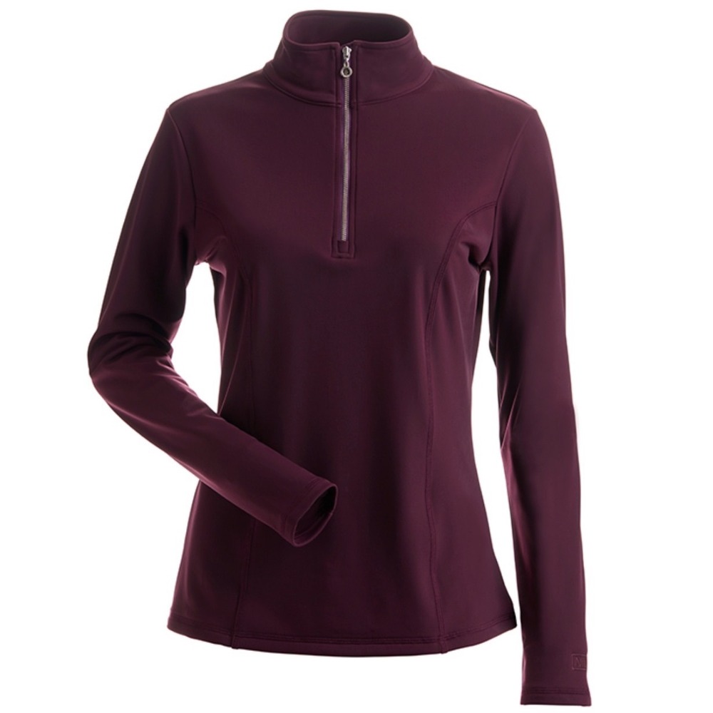 NILS Women's 1/4 Zip Pullover Mock Neck Ski Base Layer Top Purple Sz Small